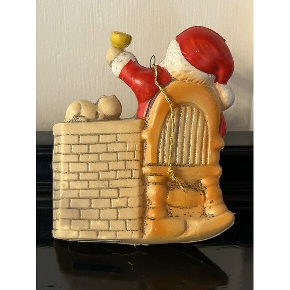 4 Vintage Ornaments Flocked Santa & Mrs Claus Christmas Mouse Santa by Fire - Picture 3 of 11